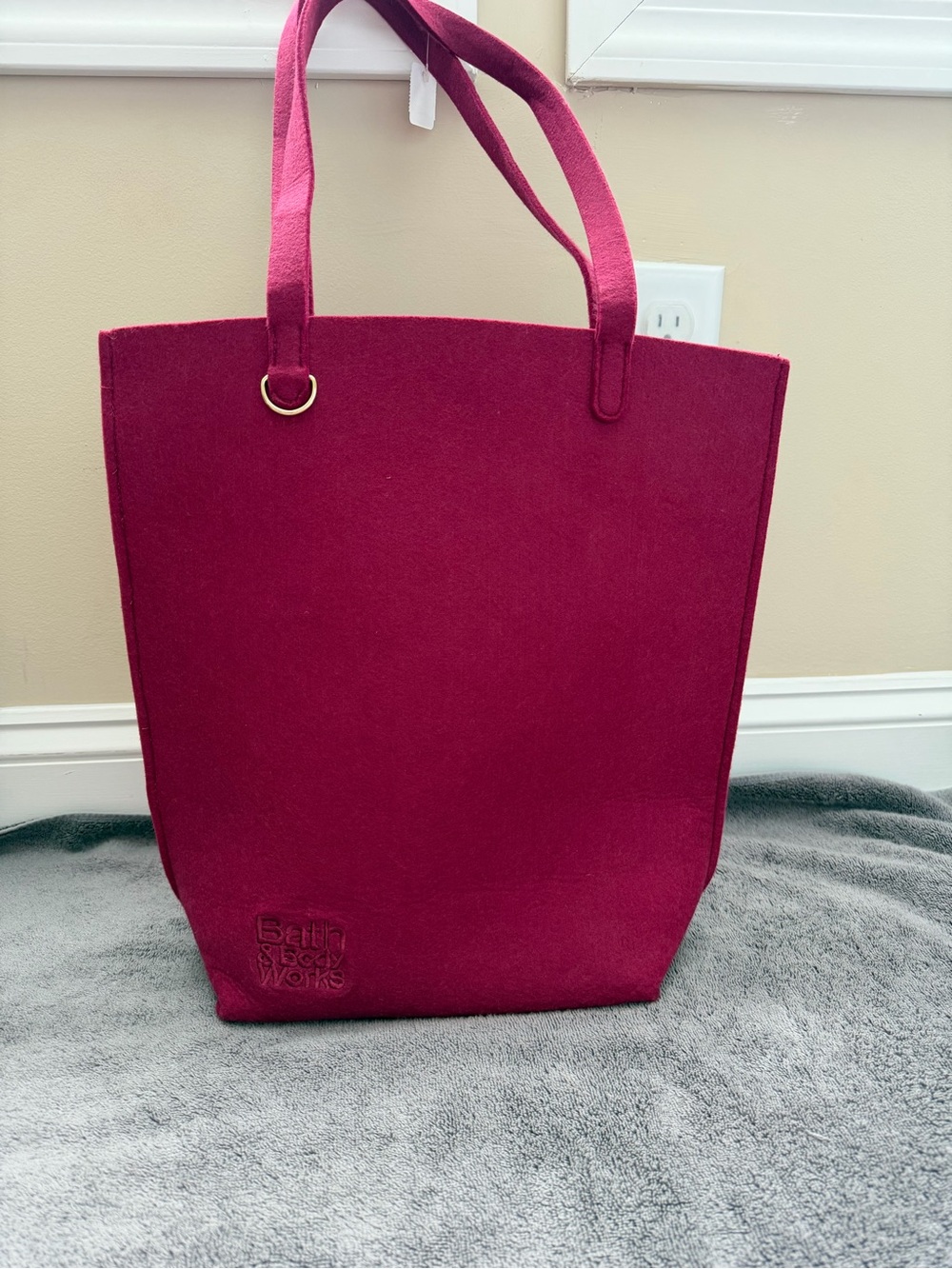 Bath & Body Works Burgundy Holiday Felt Tote Bag